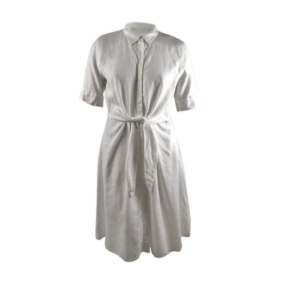 LAUREN Ralph Lauren Women's Linen Shirtdress in  White Size 0~ Pristine - Picture 6 of 9